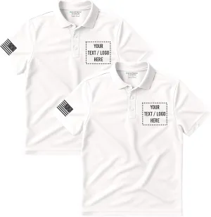 2 Pack Custom Golf Polo Shirt for Men, Customized Polo Shirts, Short Sleeve Collared Mens Apparel, Golf Work Office White