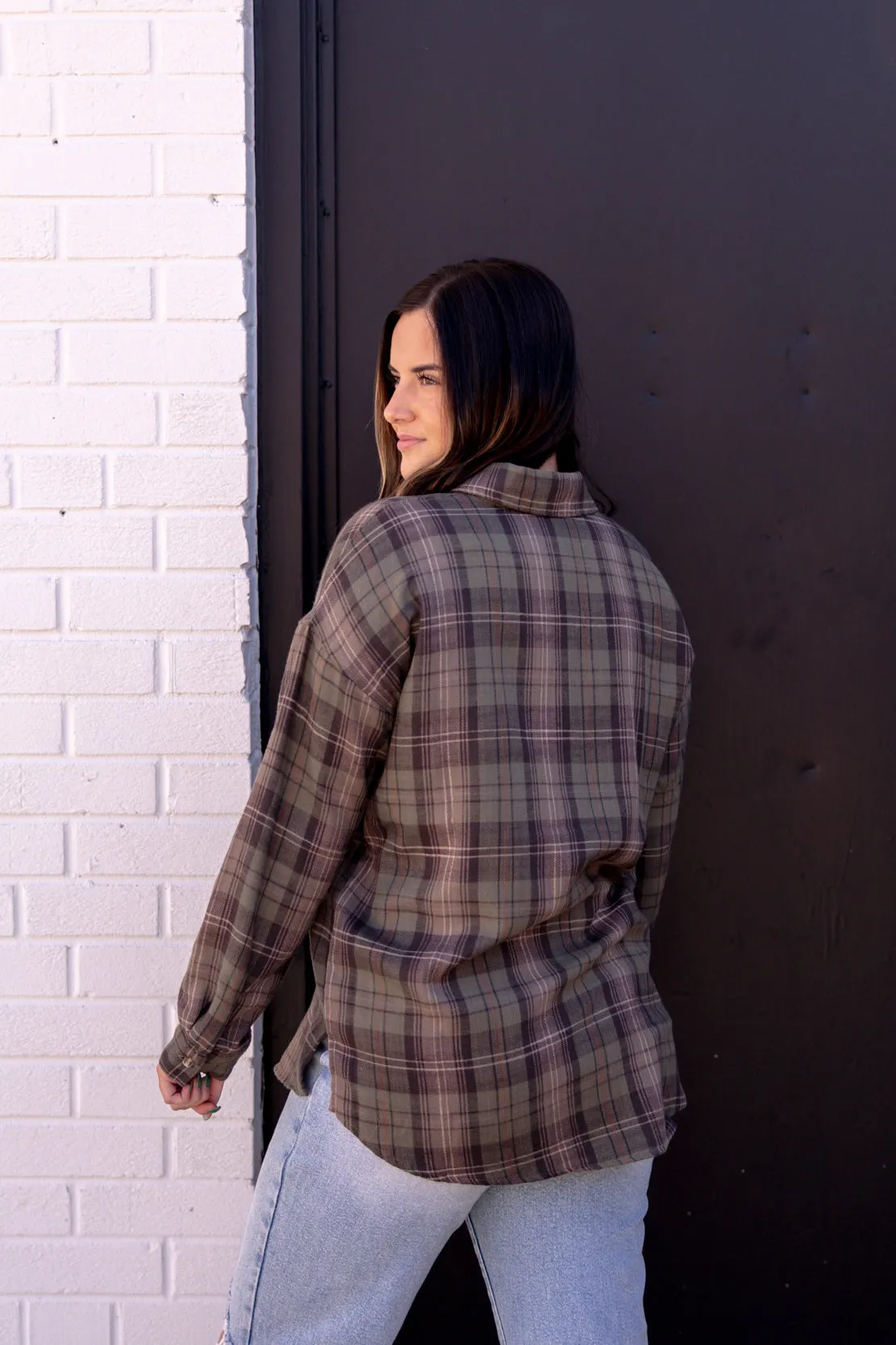 Alessia Oversized Flannel | Khaki