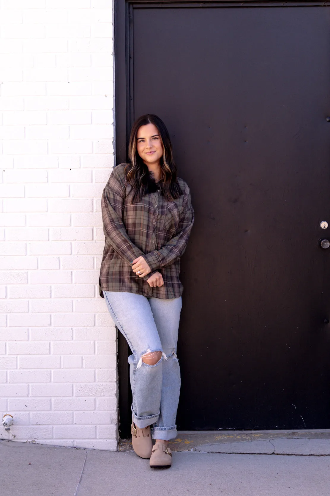 Alessia Oversized Flannel | Khaki