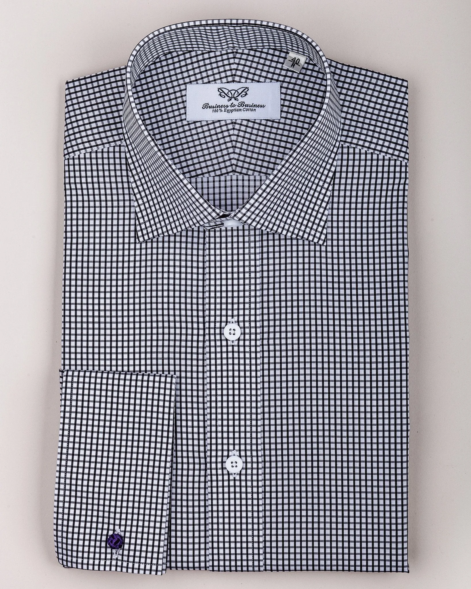 Black Plaids & Checks Formal Business Dress Shirt Luxury Designer Fashion