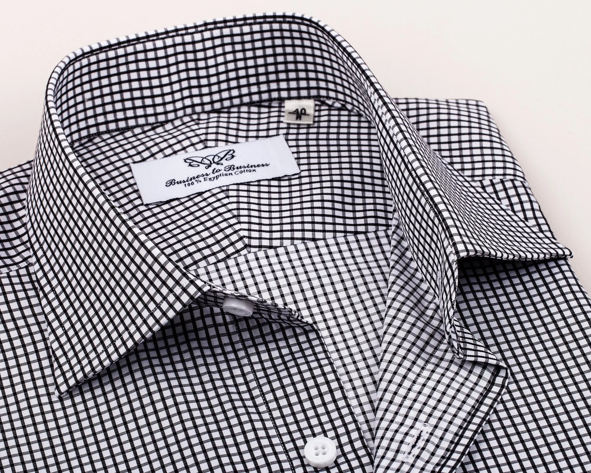 Black Plaids & Checks Formal Business Dress Shirt Luxury Designer Fashion