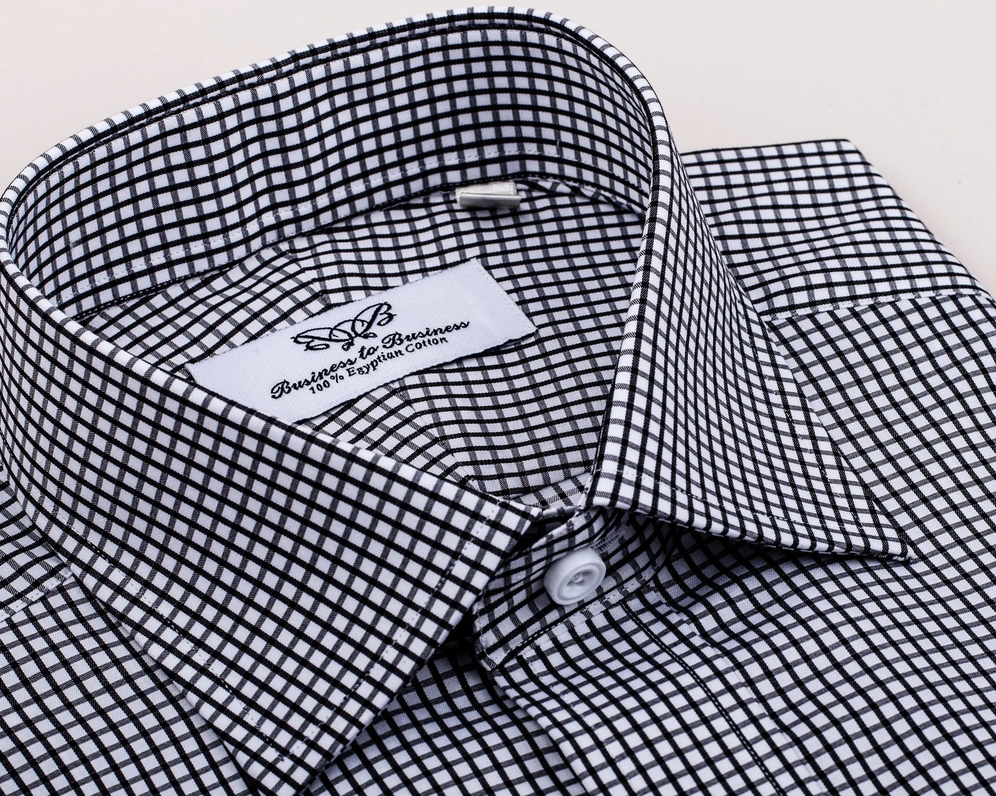 Black Plaids & Checks Formal Business Dress Shirt Luxury Designer Fashion