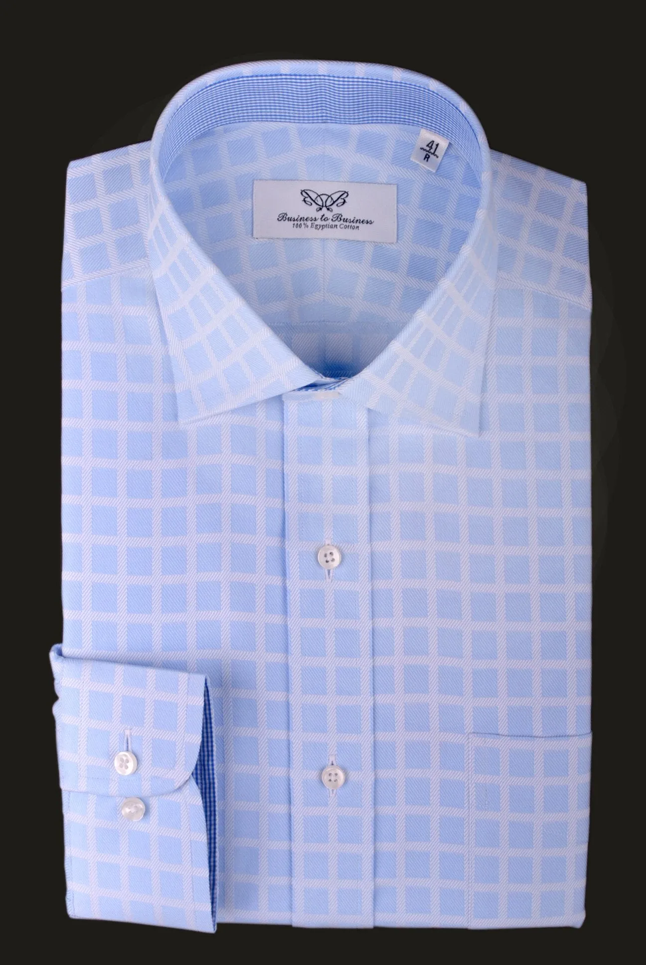 Blue Grid Fade Checkered Herringbone Formal Business Dress Mini Gingham Check Fashion