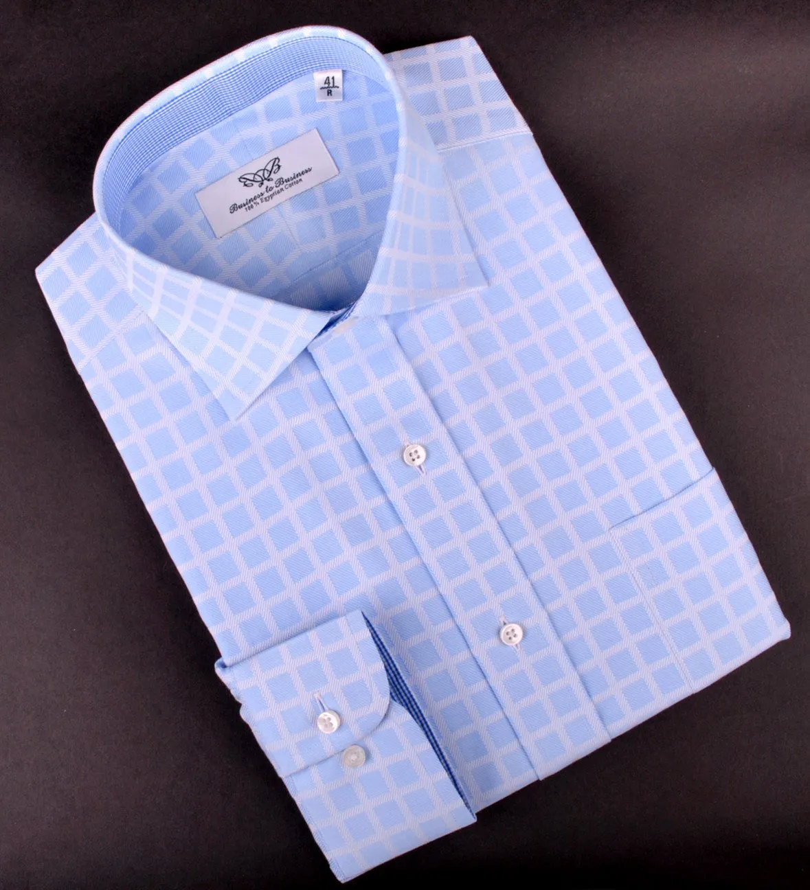 Blue Grid Fade Checkered Herringbone Formal Business Dress Mini Gingham Check Fashion