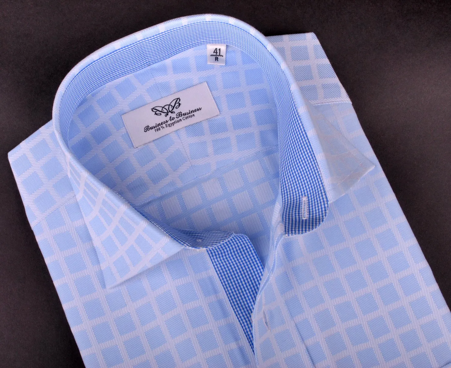 Blue Grid Fade Checkered Herringbone Formal Business Dress Mini Gingham Check Fashion