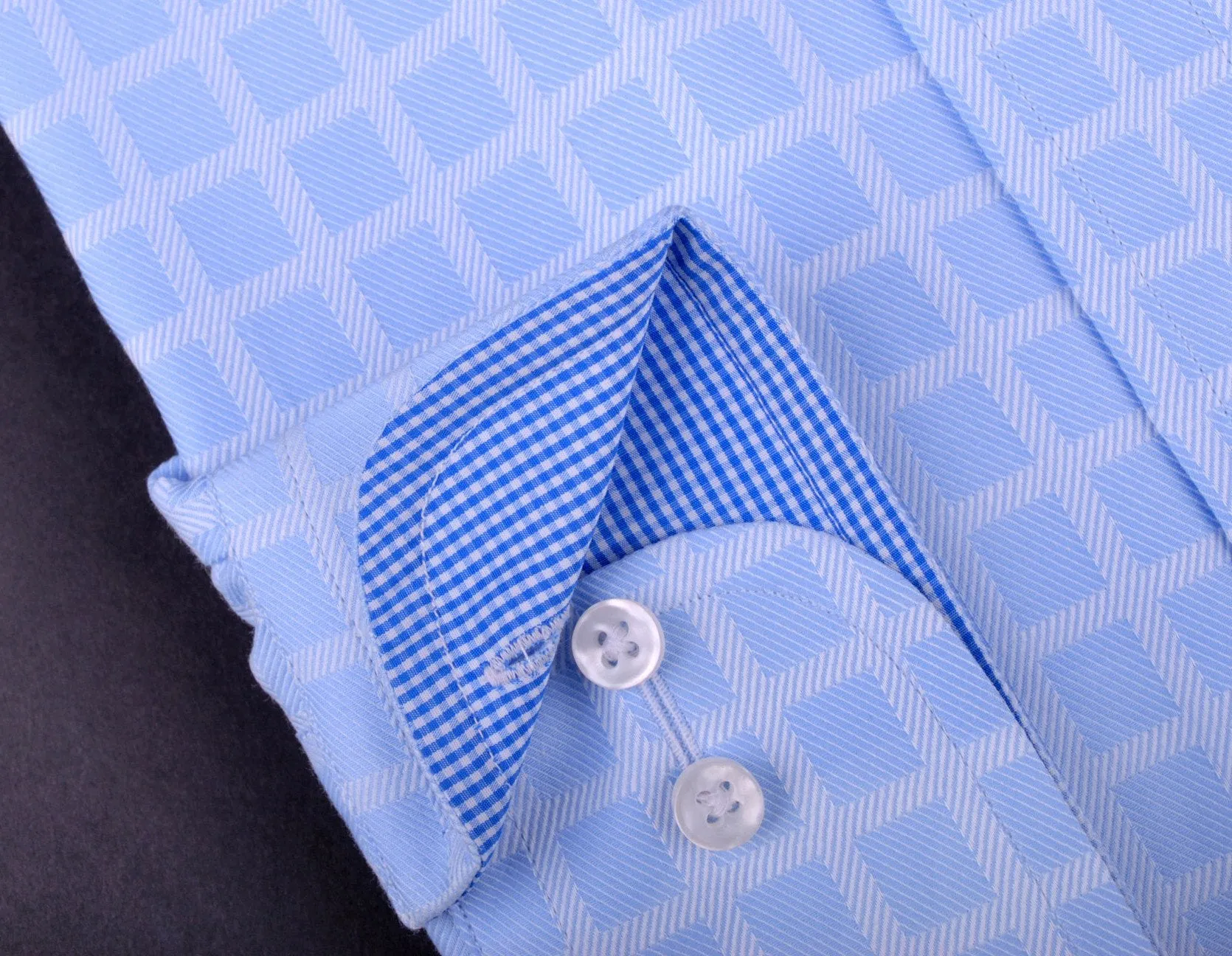 Blue Grid Fade Checkered Herringbone Formal Business Dress Mini Gingham Check Fashion