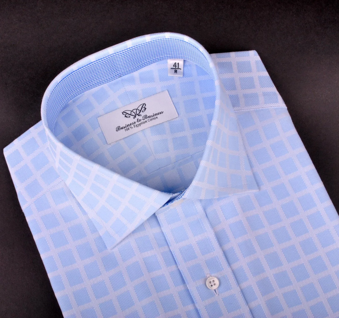 Blue Grid Fade Checkered Herringbone Formal Business Dress Mini Gingham Check Fashion