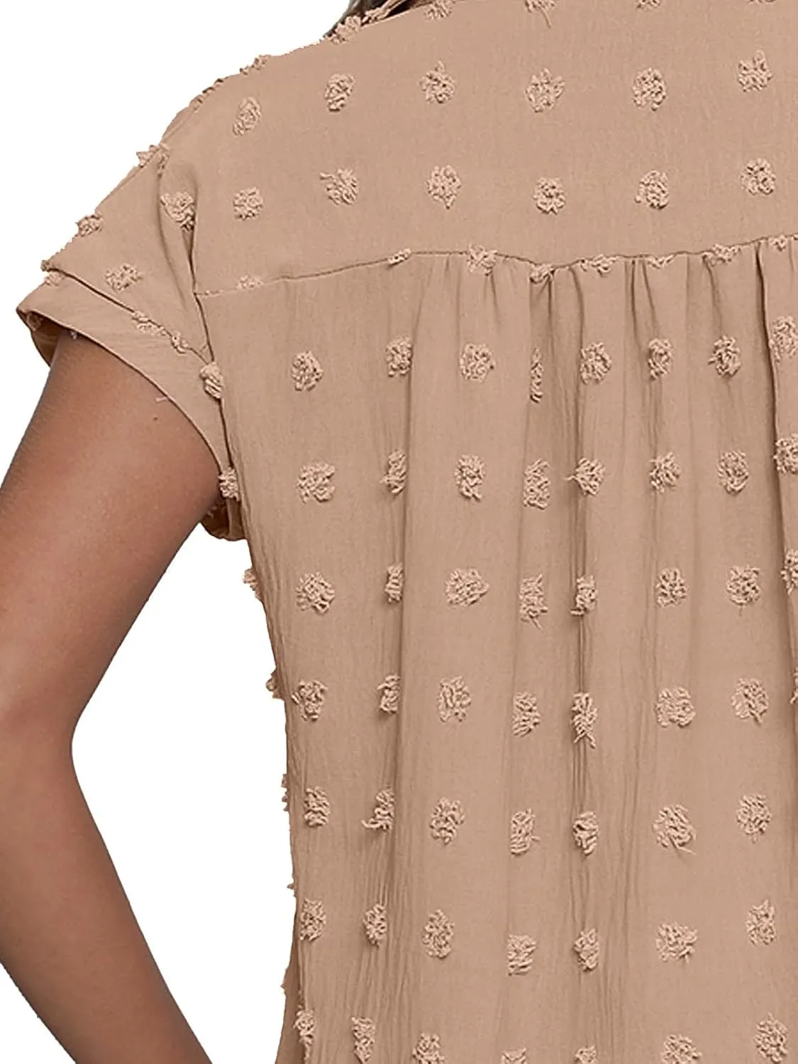 BOTHENIAL Women White Button Down Shirt Dressy Casual Work Tops Chiffon Blouse Summer Short Sleeve Shirts