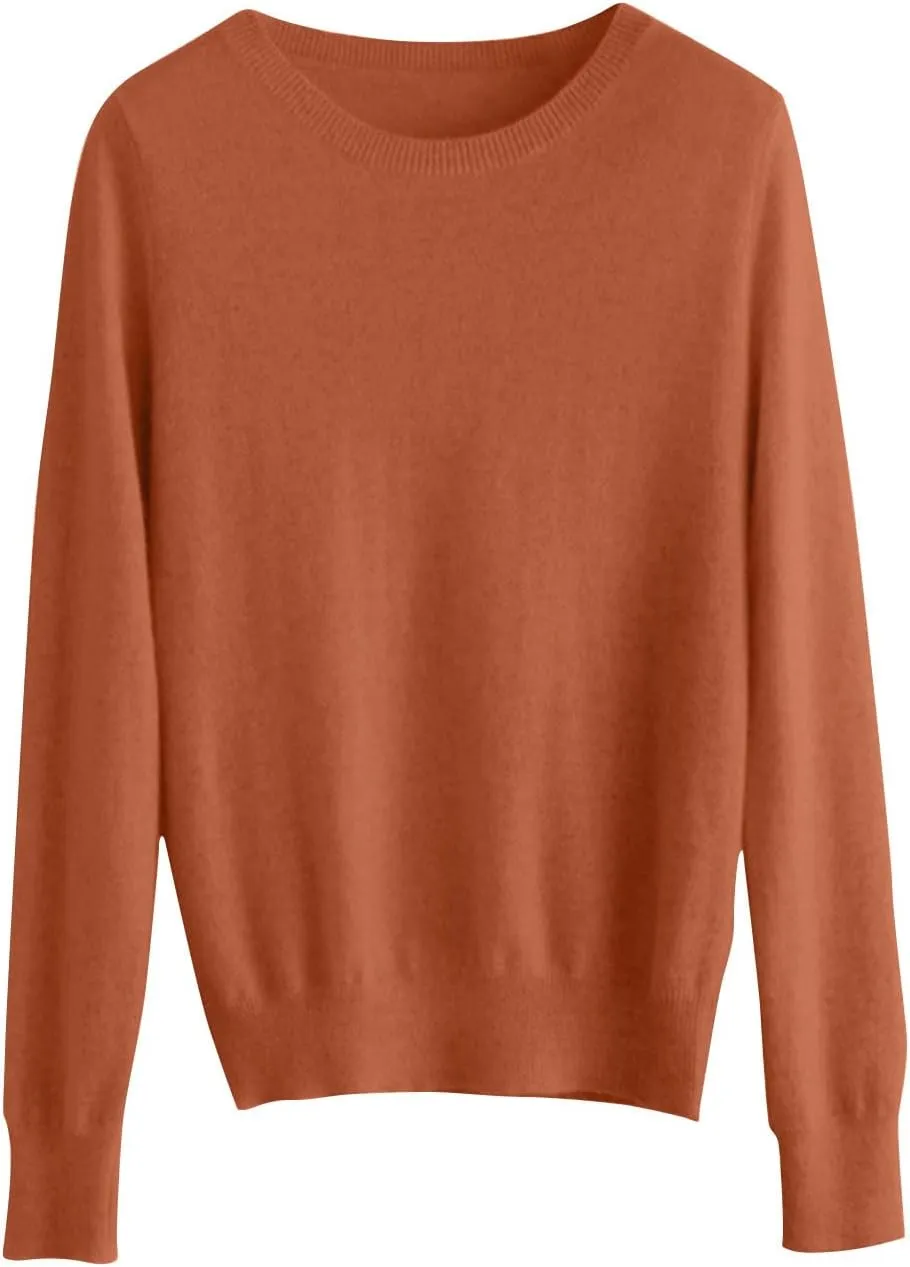 Cashmere Sweaters for Women Cozy Long Sleeve Crew Neck Pullover Tops Lightweight Knit Wool Sweater Winter Outfits