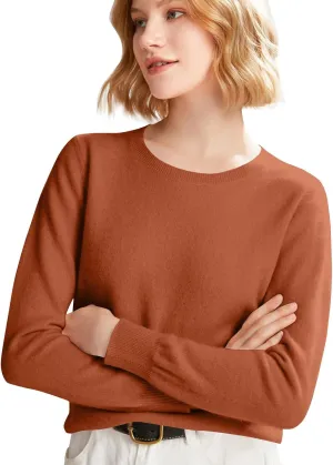 Cashmere Sweaters for Women Cozy Long Sleeve Crew Neck Pullover Tops Lightweight Knit Wool Sweater Winter Outfits