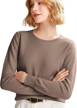 Cashmere Sweaters for Women Cozy Long Sleeve Crew Neck Pullover Tops Lightweight Knit Wool Sweater Winter Outfits