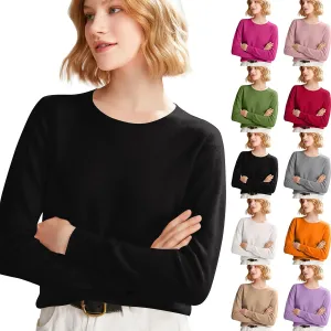 Cashmere Sweaters for Women Cozy Long Sleeve Crew Neck Pullover Tops Lightweight Knit Wool Sweater Winter Outfits