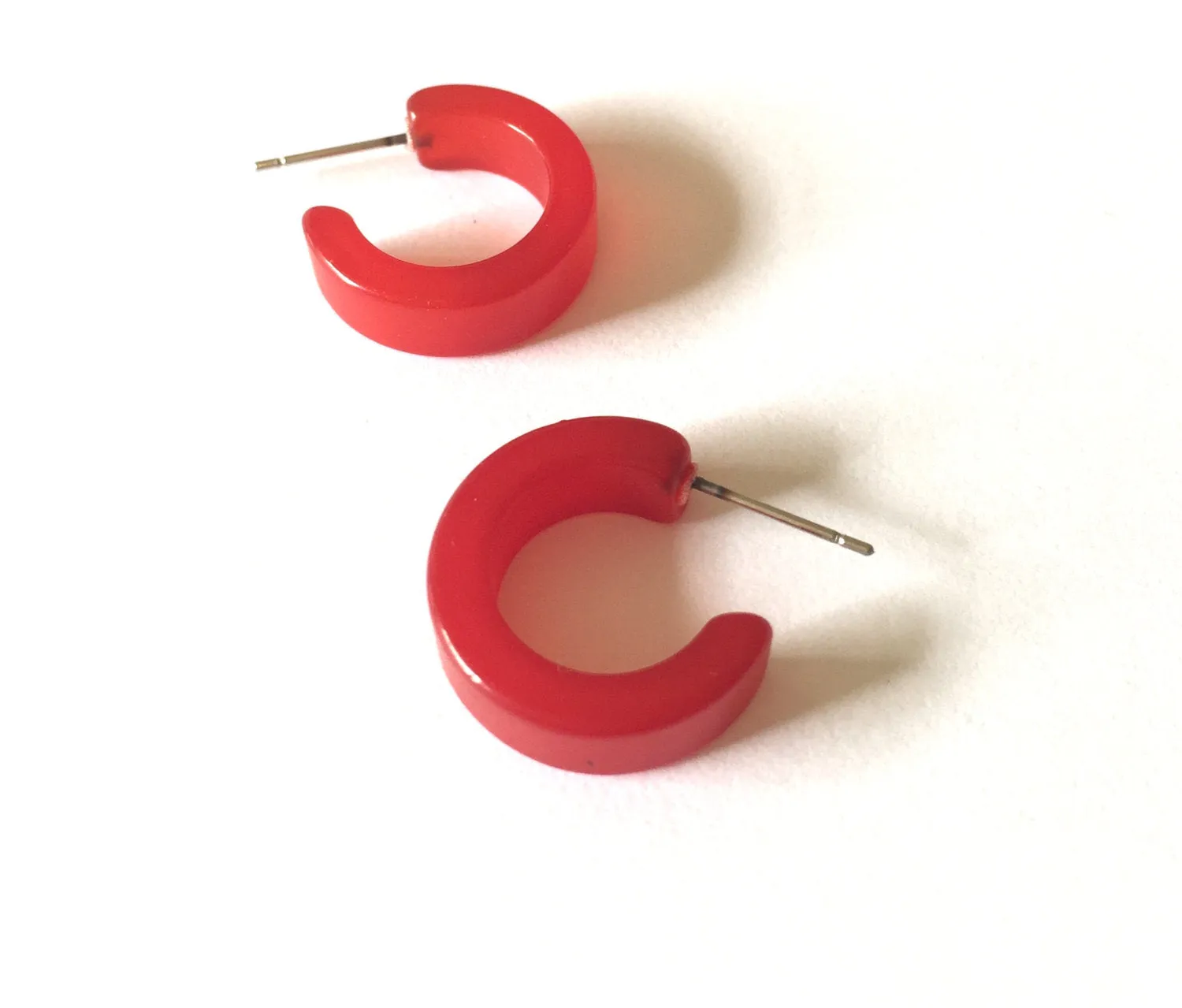Cherry Red Moonglow Hugger Hoop Earrings