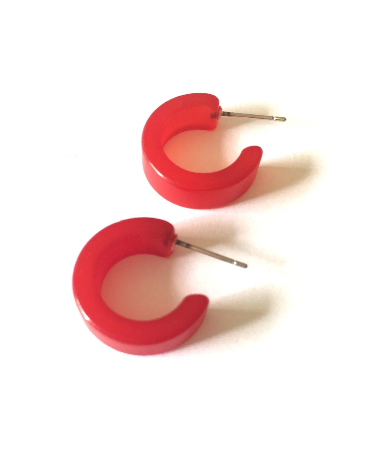 Cherry Red Moonglow Hugger Hoop Earrings