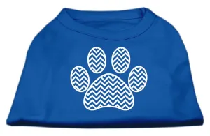 Chevron Paw Screen Print Shirt Blue Lg (14)
