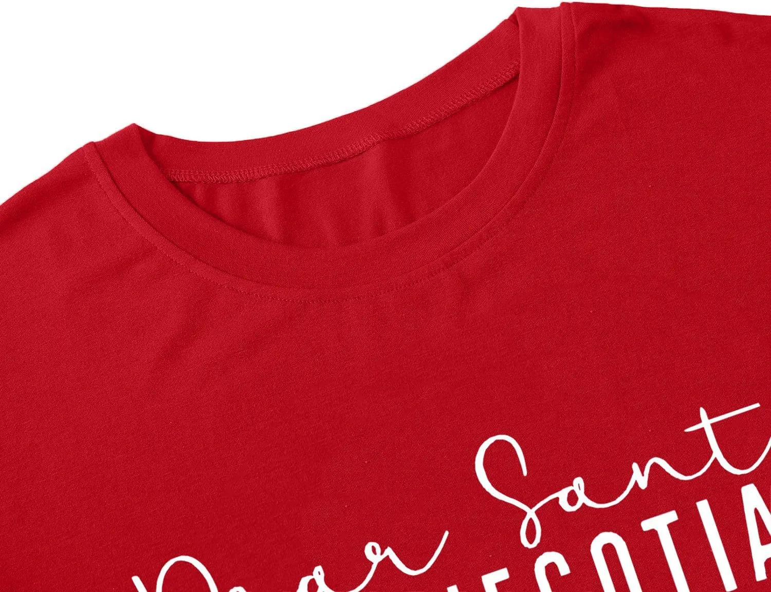 Christmas Shirts for Women Funny Saying Graphic Tees Dear Santa, Let's Negotiate Letter Print Short Sleeve Xmas Holiday Tops