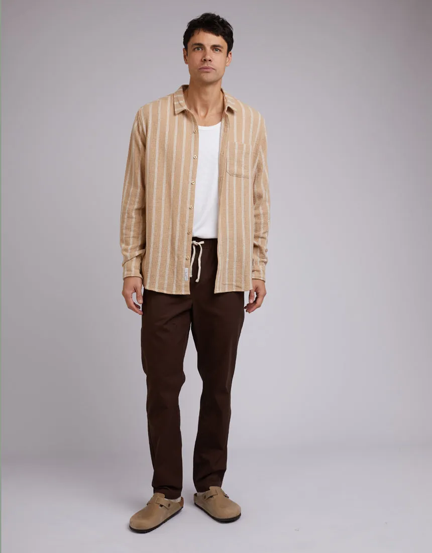 Coen Long Sleeve Shirt Tan Stripe