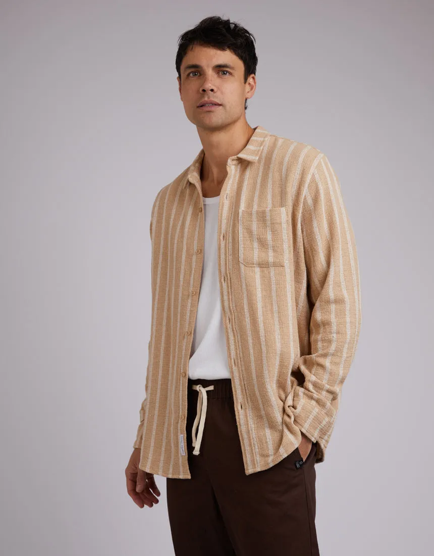 Coen Long Sleeve Shirt Tan Stripe