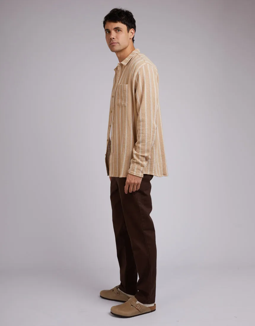 Coen Long Sleeve Shirt Tan Stripe