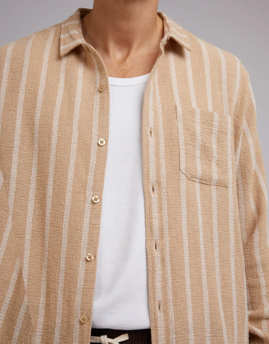 Coen Long Sleeve Shirt Tan Stripe