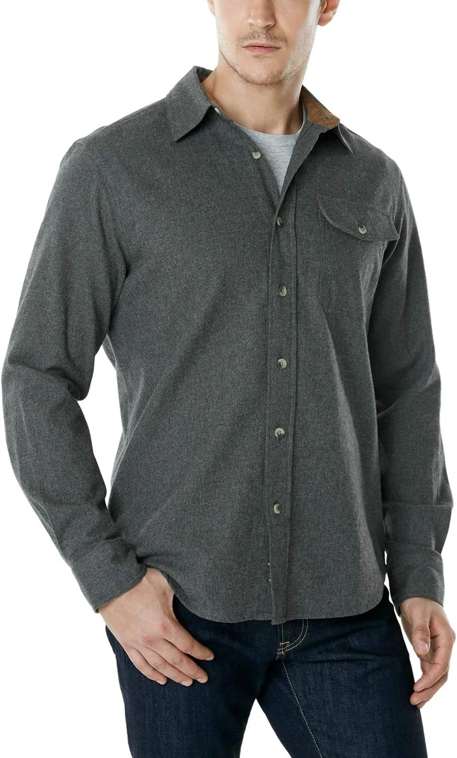 CQR Men's All Cotton Flannel Shirt, Long Sleeve Casual Button Down Plaid Shirt, Brushed Soft Outdoor Tactical Work Shirts