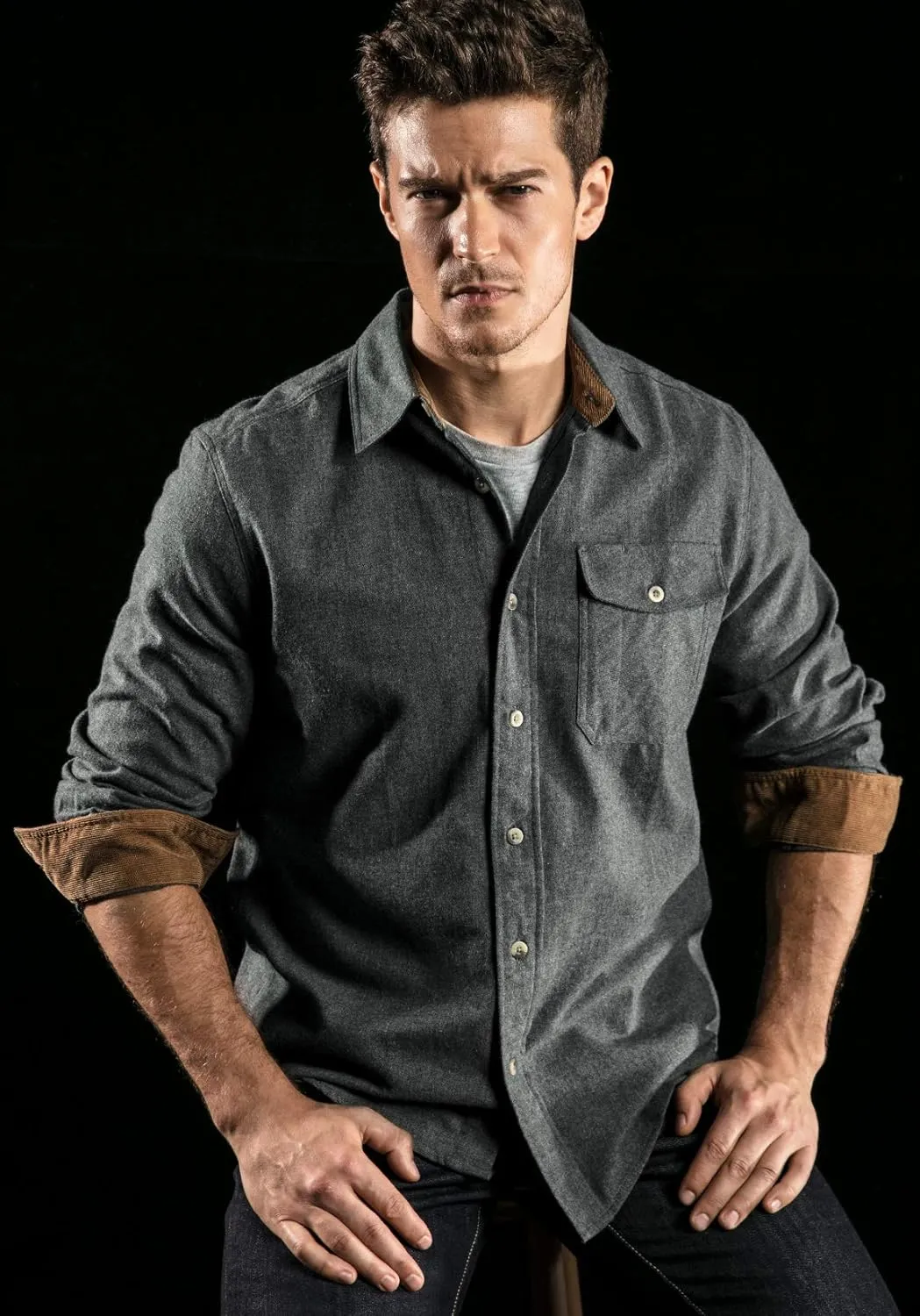 CQR Men's All Cotton Flannel Shirt, Long Sleeve Casual Button Down Plaid Shirt, Brushed Soft Outdoor Tactical Work Shirts