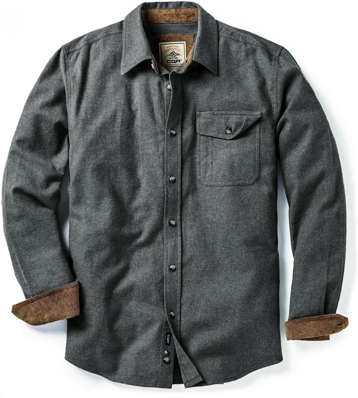 CQR Men's All Cotton Flannel Shirt, Long Sleeve Casual Button Down Plaid Shirt, Brushed Soft Outdoor Tactical Work Shirts