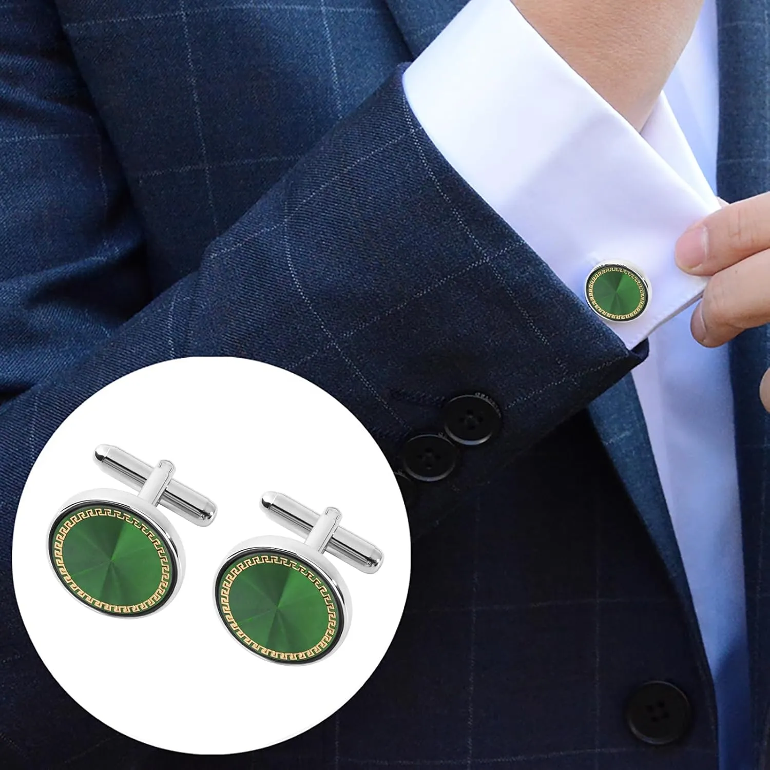 Cufflinks for Men Classic Wedding Business Shirt Cuff Links Silver Gold Black Set Gifts with Box
