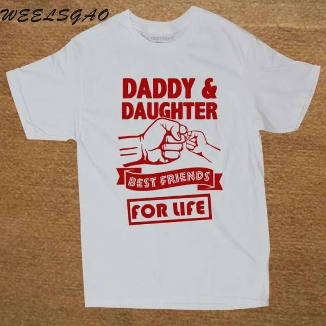 Daddy And Daughter Best Friends For Life Dad Gift Printed Cotton Short Sleeve T-Shirts