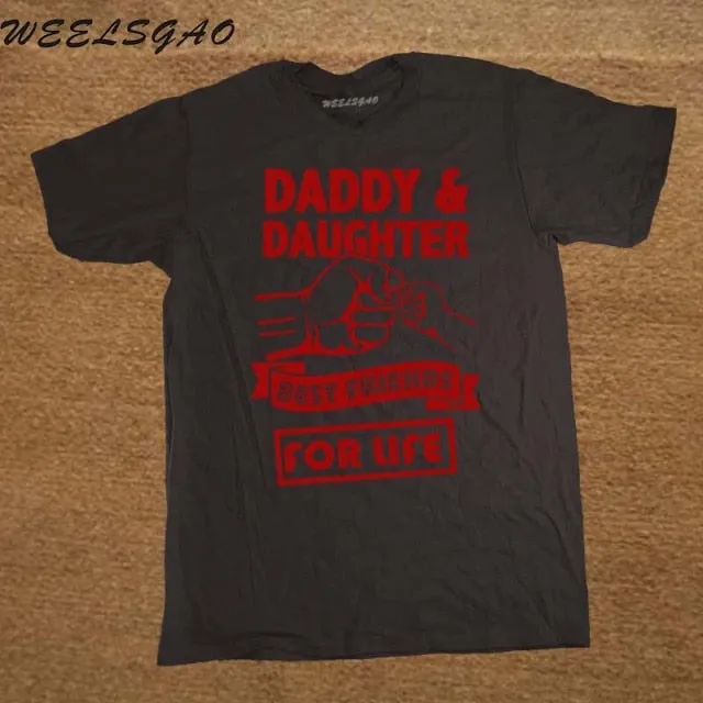Daddy And Daughter Best Friends For Life Dad Gift Printed Cotton Short Sleeve T-Shirts