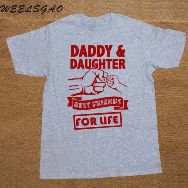 Daddy And Daughter Best Friends For Life Dad Gift Printed Cotton Short Sleeve T-Shirts