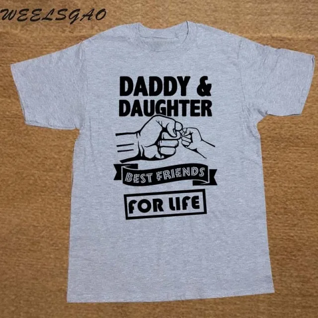 Daddy And Daughter Best Friends For Life Dad Gift Printed Cotton Short Sleeve T-Shirts