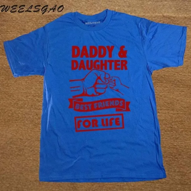 Daddy And Daughter Best Friends For Life Dad Gift Printed Cotton Short Sleeve T-Shirts
