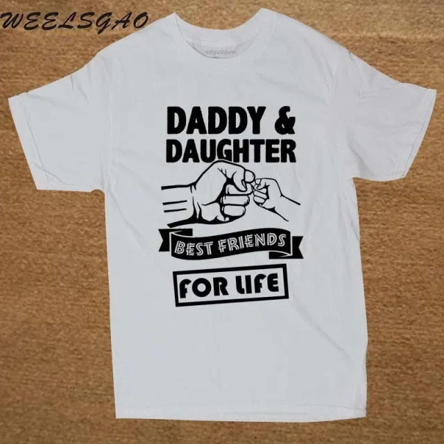 Daddy And Daughter Best Friends For Life Dad Gift Printed Cotton Short Sleeve T-Shirts