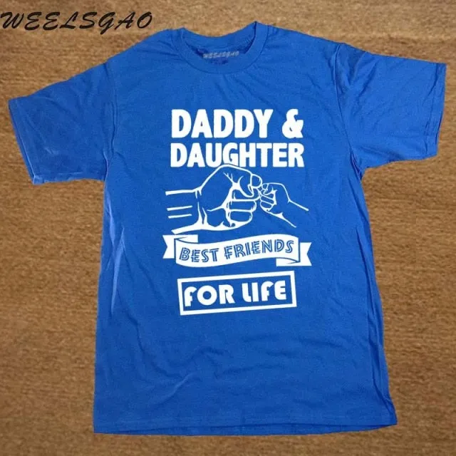 Daddy And Daughter Best Friends For Life Dad Gift Printed Cotton Short Sleeve T-Shirts