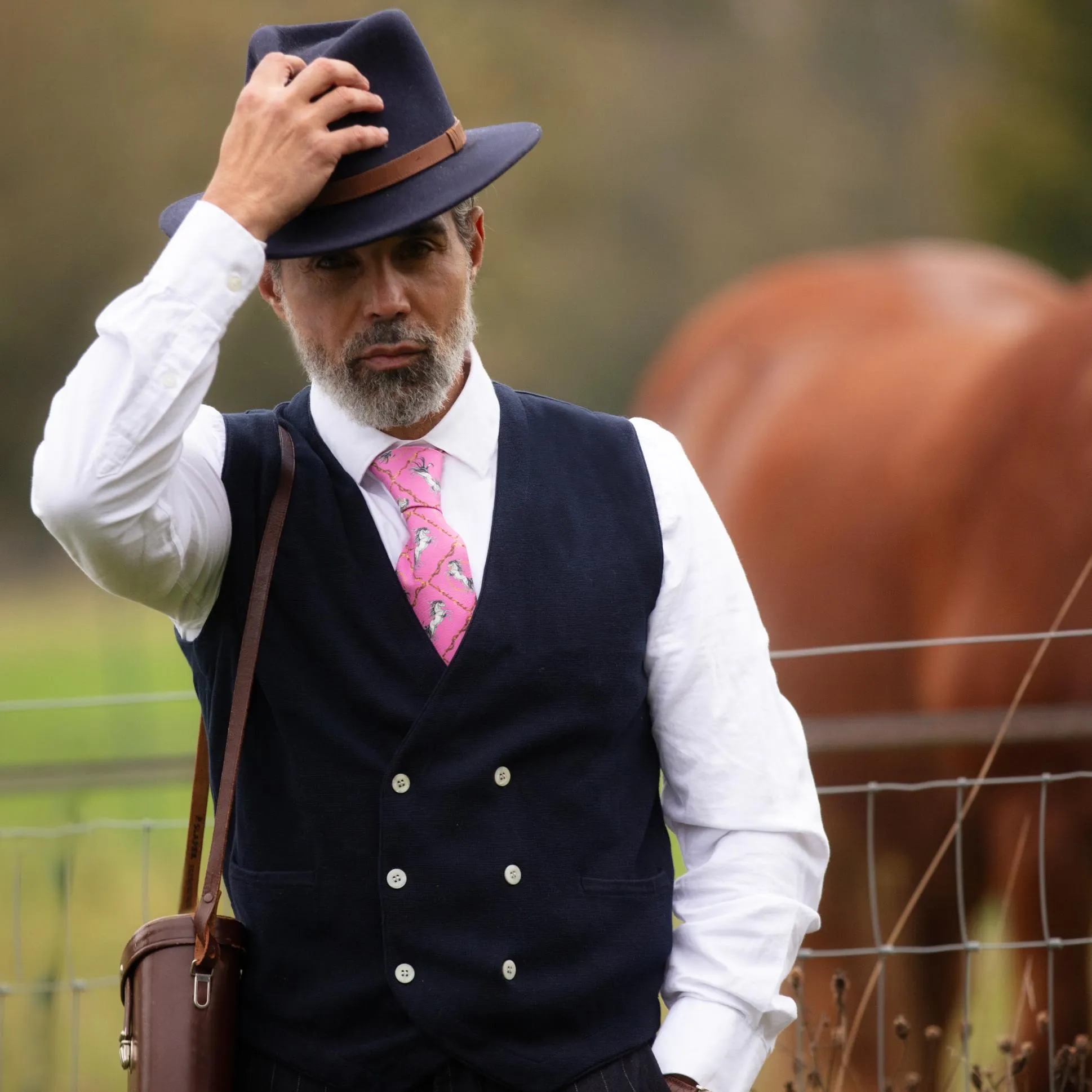 Equestrian Hot Pink Gentlemen's Pure Silk Tie
