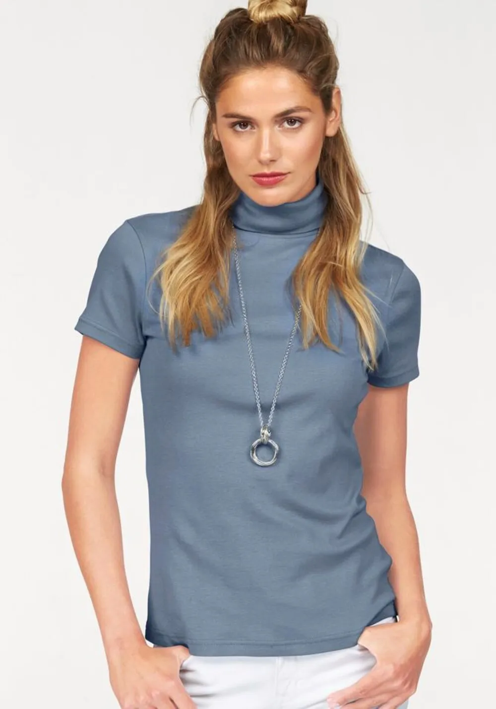 Flashlights Shirt, Dusty Blue/White