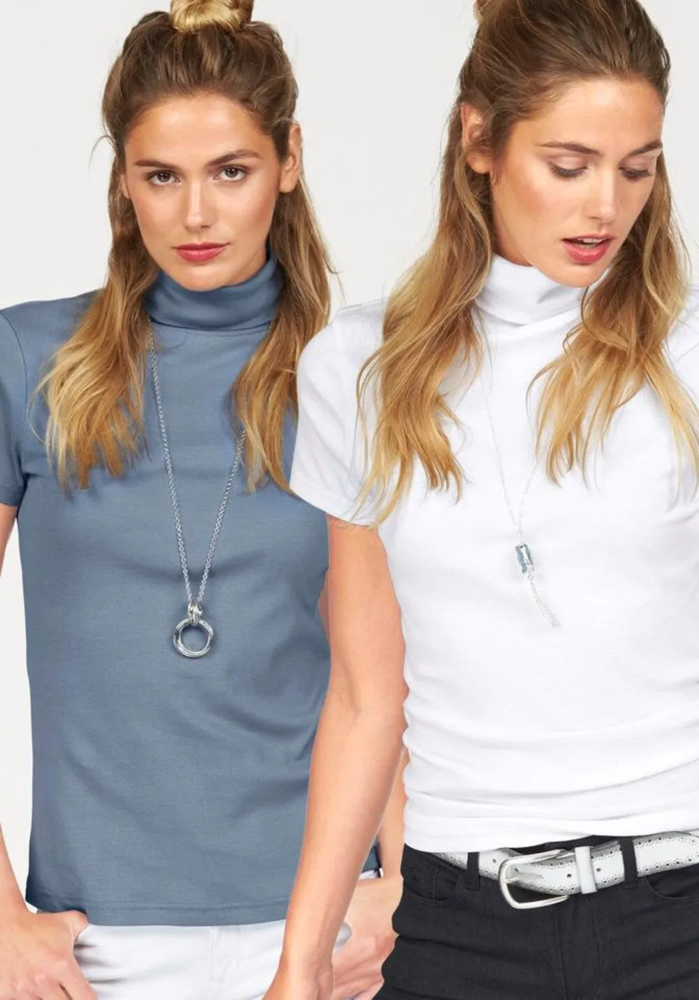 Flashlights Shirt, Dusty Blue/White