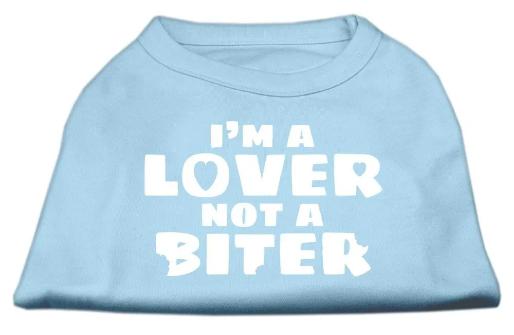 I'm a Lover not a Biter Screen Printed Dog Shirt   Baby Blue XXXL (20)
