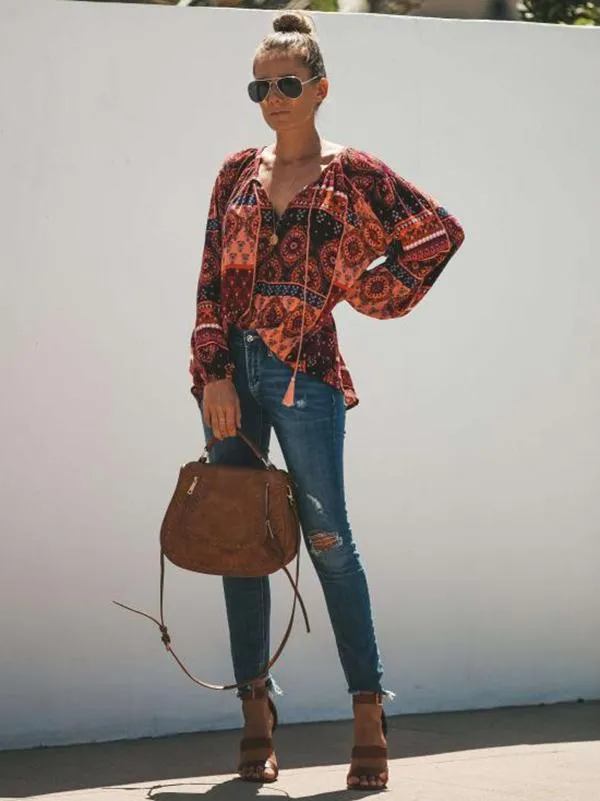 Long Sleeve Bohemia T-Shirt Tops