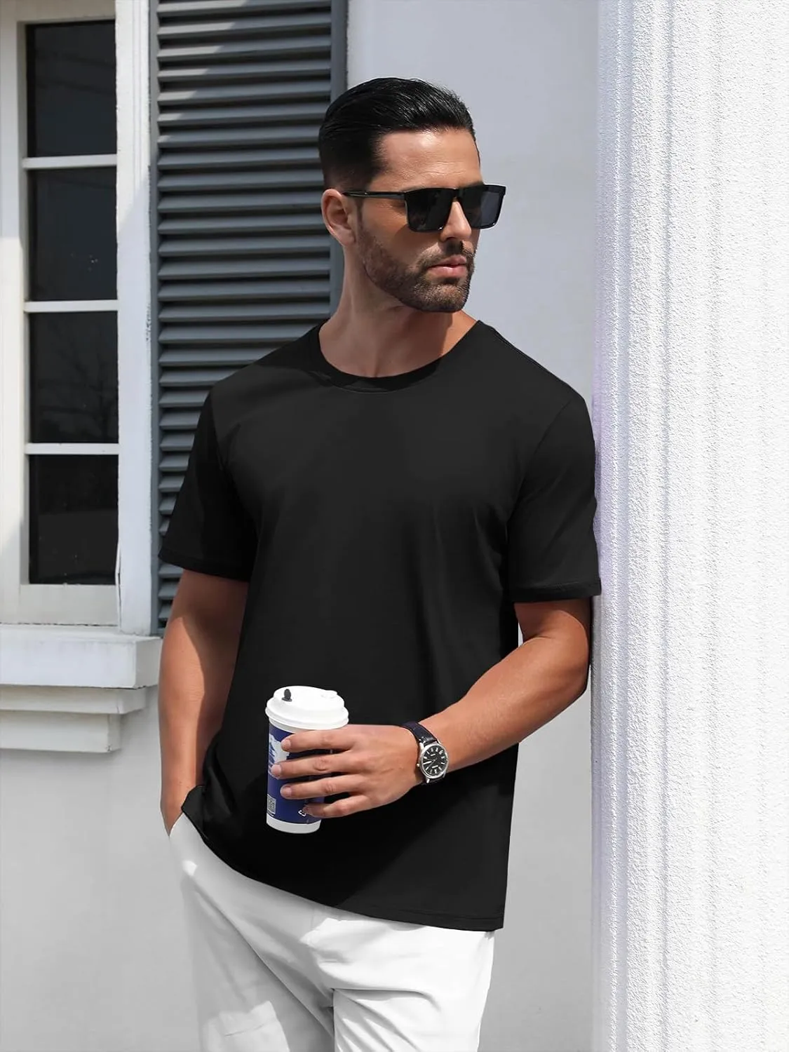 MAGNIVIT Men's Shirts Short Sleeve Cotton T-Shirt Crew Neck Light Tees Classic Basic Casual Tops Plain Soft Shirt