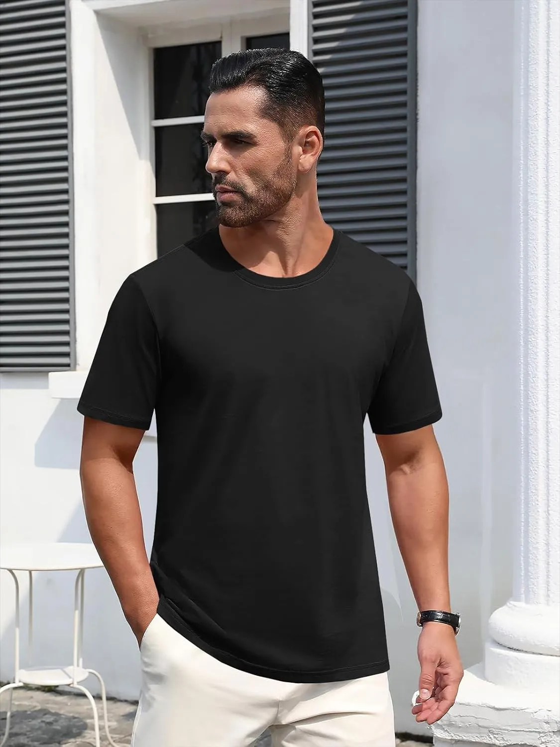 MAGNIVIT Men's Shirts Short Sleeve Cotton T-Shirt Crew Neck Light Tees Classic Basic Casual Tops Plain Soft Shirt