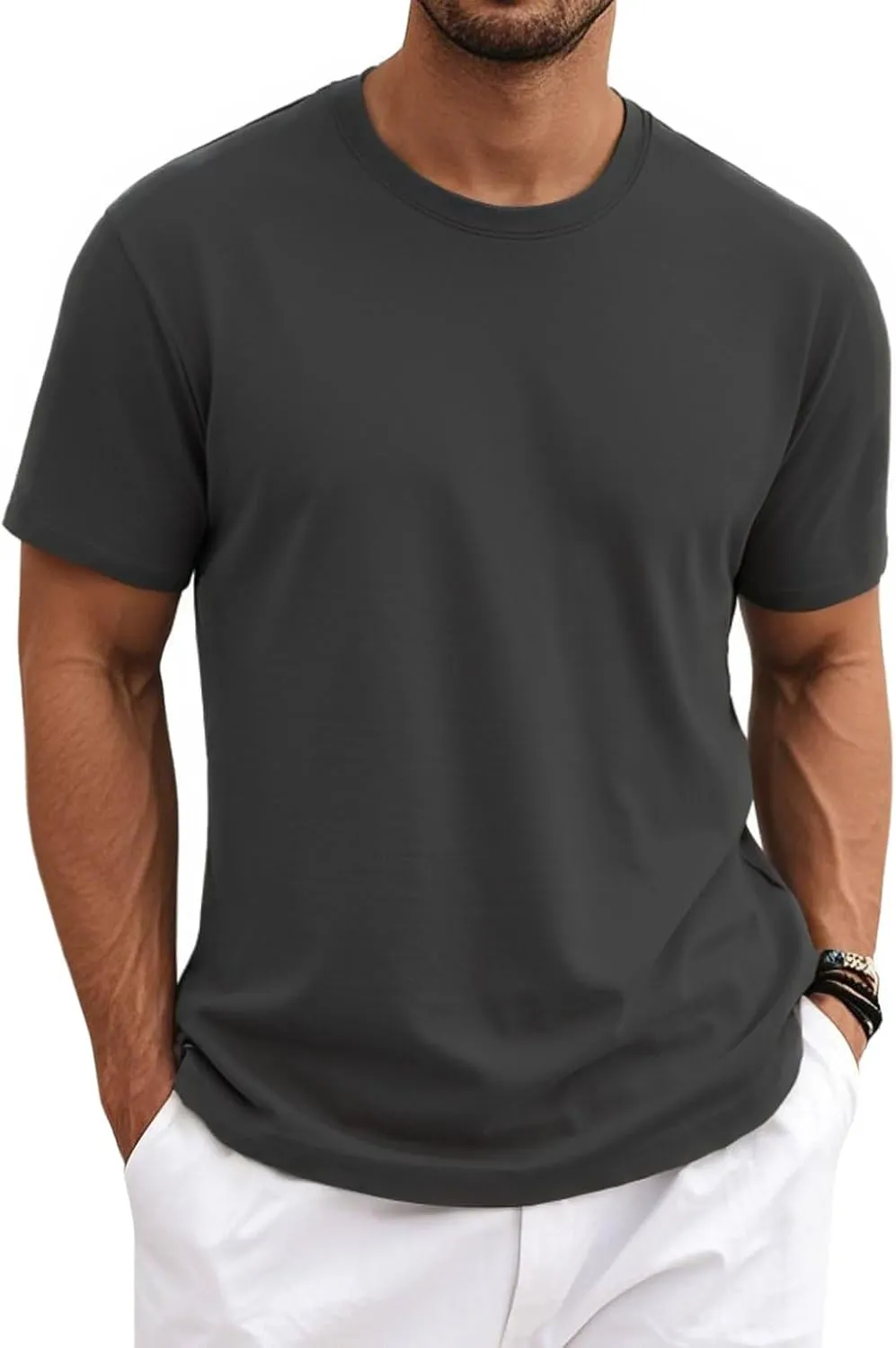 MAGNIVIT Men's Shirts Short Sleeve Cotton T-Shirt Crew Neck Light Tees Classic Basic Casual Tops Plain Soft Shirt