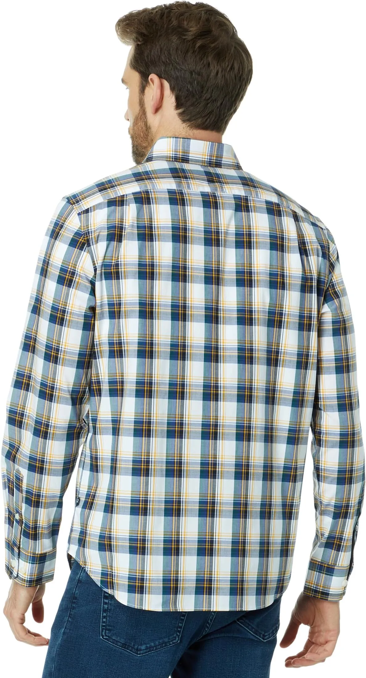 Nautica Wrinkle Resistant Checked Work Shirt, Bright White