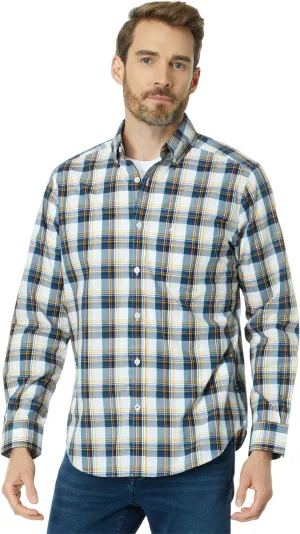 Nautica Wrinkle Resistant Checked Work Shirt, Bright White