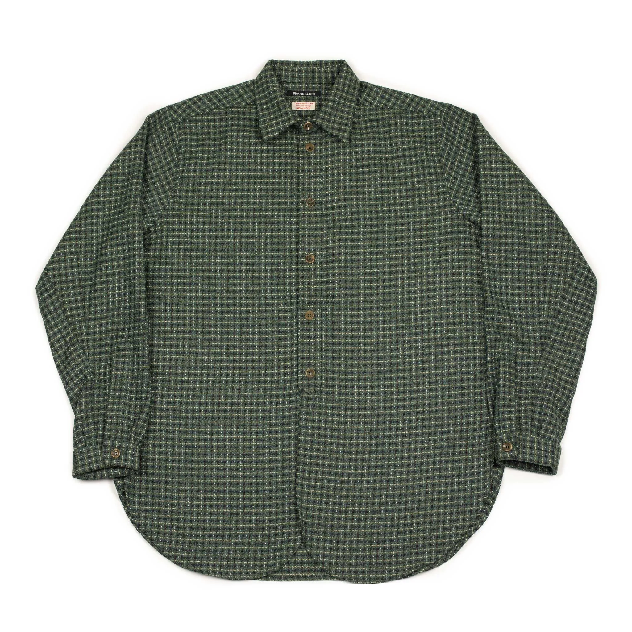 Overshirt in green and black deadstock vintage checked wool