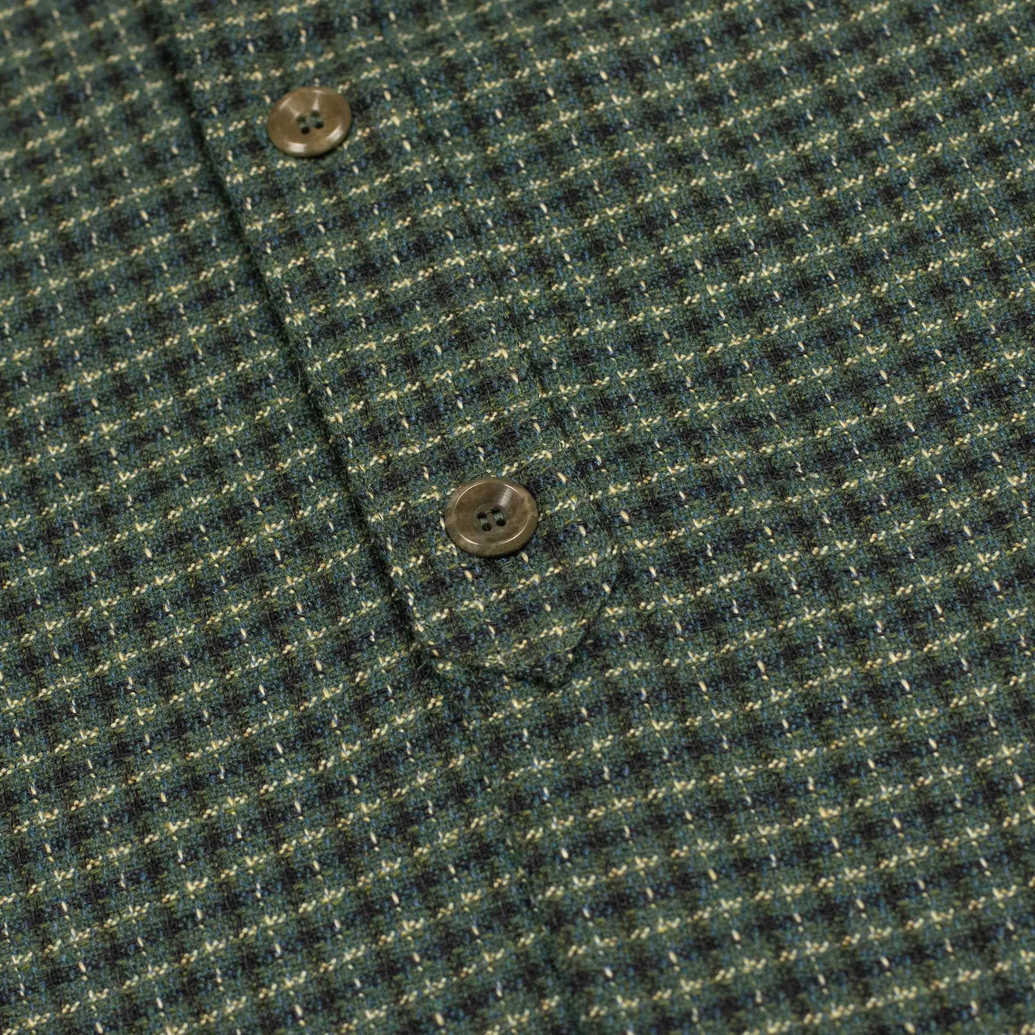 Overshirt in green and black deadstock vintage checked wool