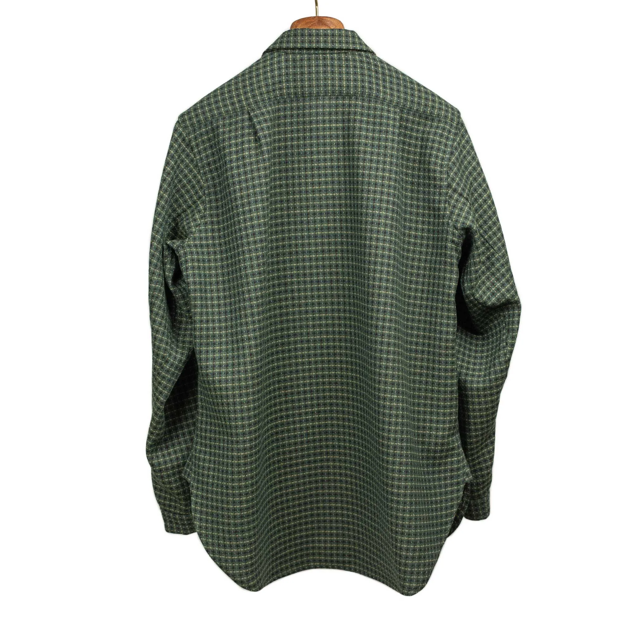 Overshirt in green and black deadstock vintage checked wool