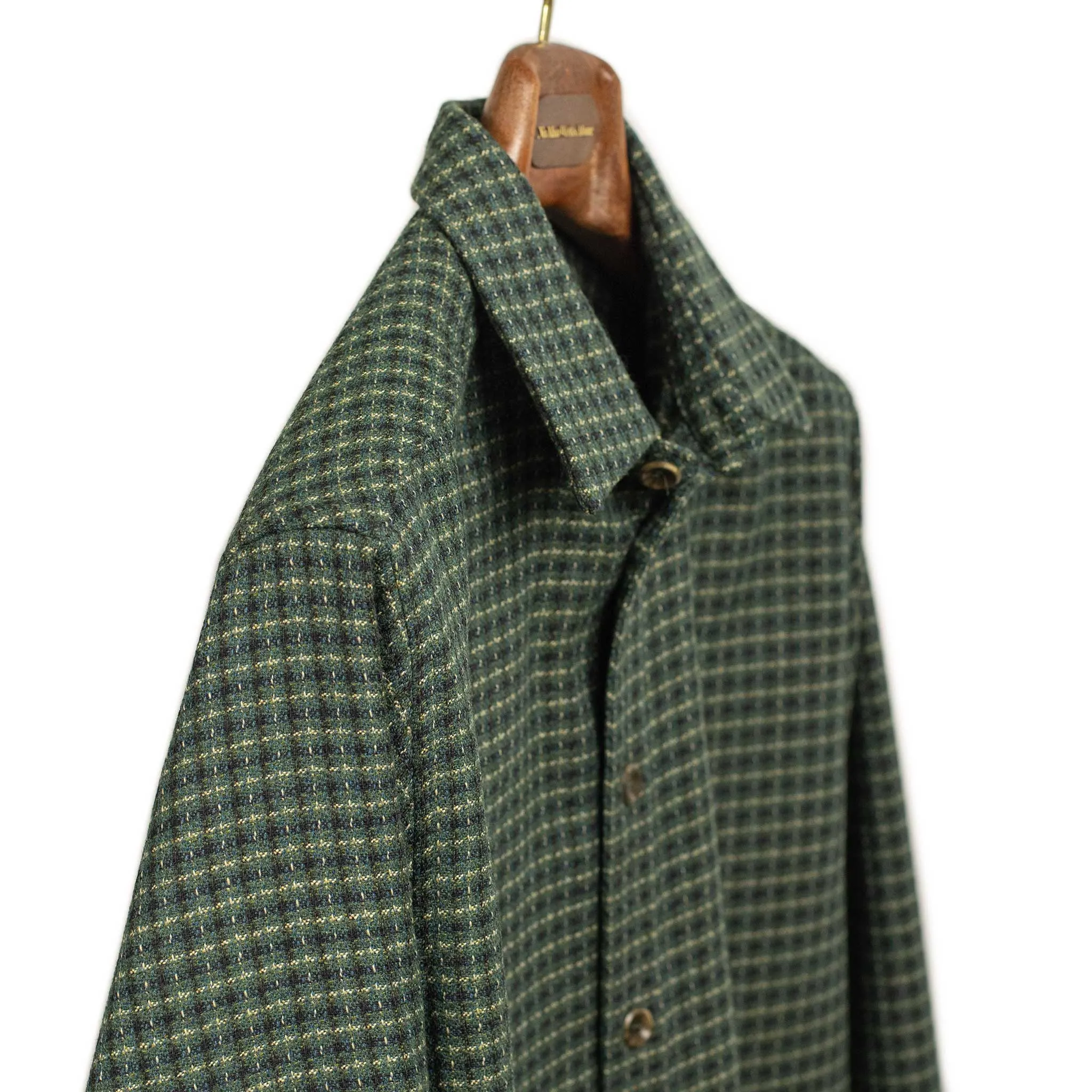 Overshirt in green and black deadstock vintage checked wool