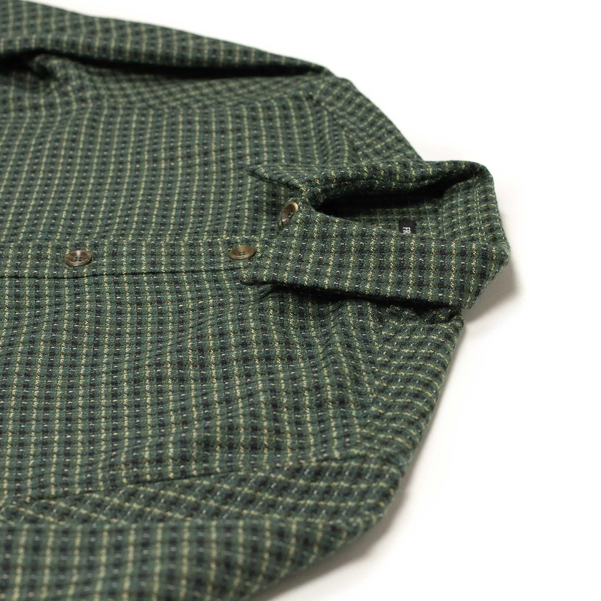 Overshirt in green and black deadstock vintage checked wool